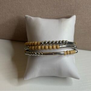 Elegant Silver and Tan Beaded Bracelet